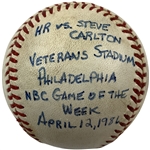 Ray Knights Inscribed Home Run MLB Game of The Week vs. Steve Carlton Used Ball 