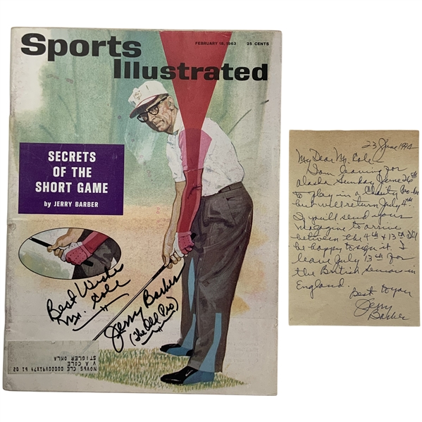 Jerry Barber Signed February 18 1963 Sports Illustrated Magazine and 1994 Handwritten Letter of Provenance JSA ALOA