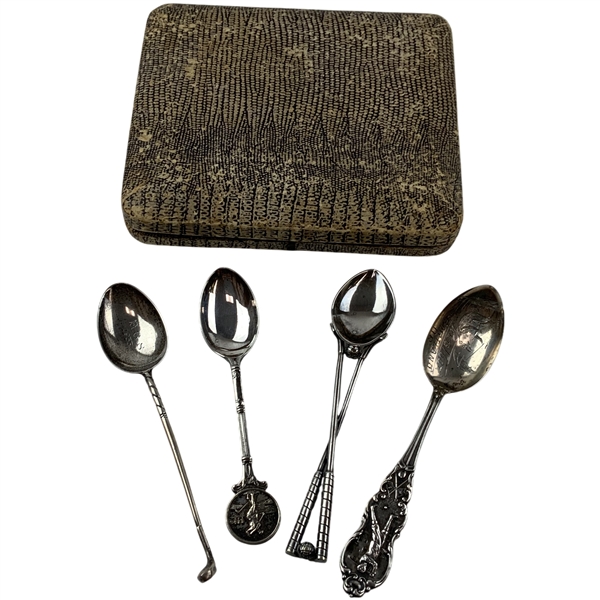 A Collection of Silver-Plated Specialty and Souvenir Spoons with Fitted Case
