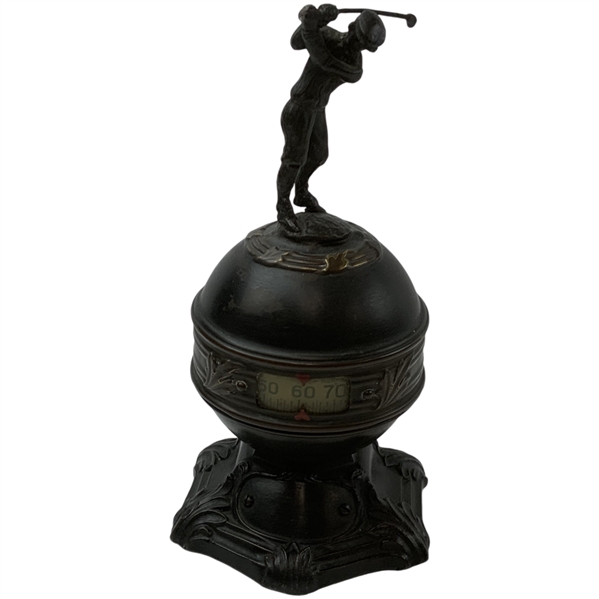 Antique Cast Metal Figural Golfer Desk Thermometer