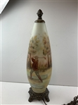 c.1928 Hand-Painted Frosted Glass Golf Theme Table Lamp Signed by Artist T May