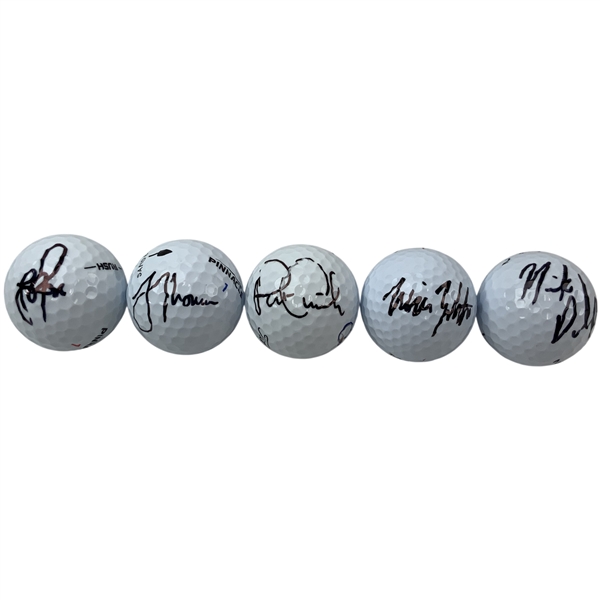 Thomas, Cantlay, Rose, Zalatoris & Dunlap Signed Golf Balls JSA ALOA
