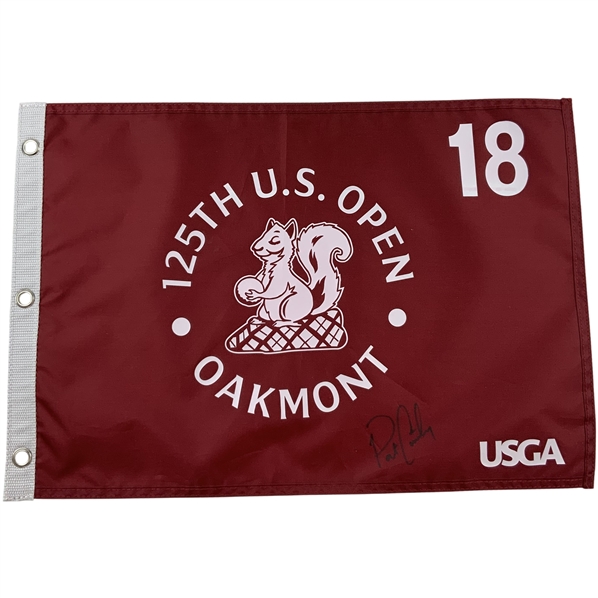 Patrick Cantlay Signed 2025 US Open at Oakmont Red Screen Flag JSA ALOA