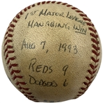 Ray Knights Inscribed 1st ML Managerial Win August 7, 1993 Game Used Ball