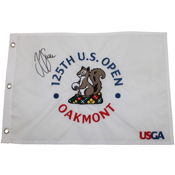 Champion JJ Spaun Signed 2025 US Open at Oakmont Embroidered Flag JSA ALOA
