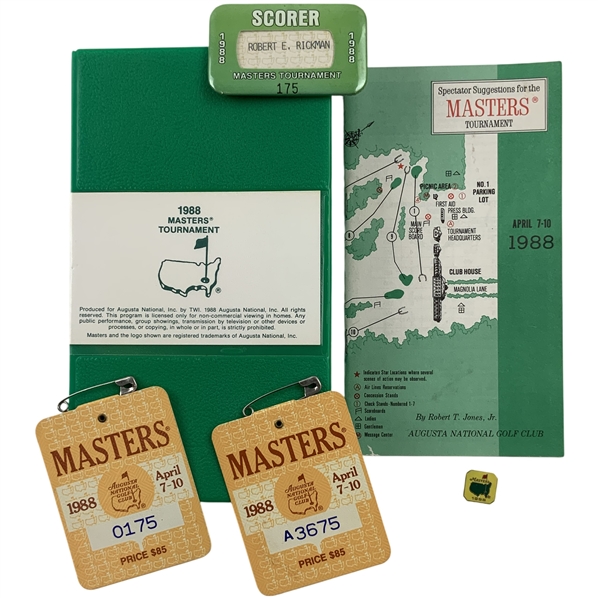 1988 Masters Tournament Collection Including Scorer and Series Badges