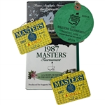 A Collection of 1987 Masters Tournament Memorabilia Including Spectator Badges, Practice Round Ticket, and Commemorative VHS
