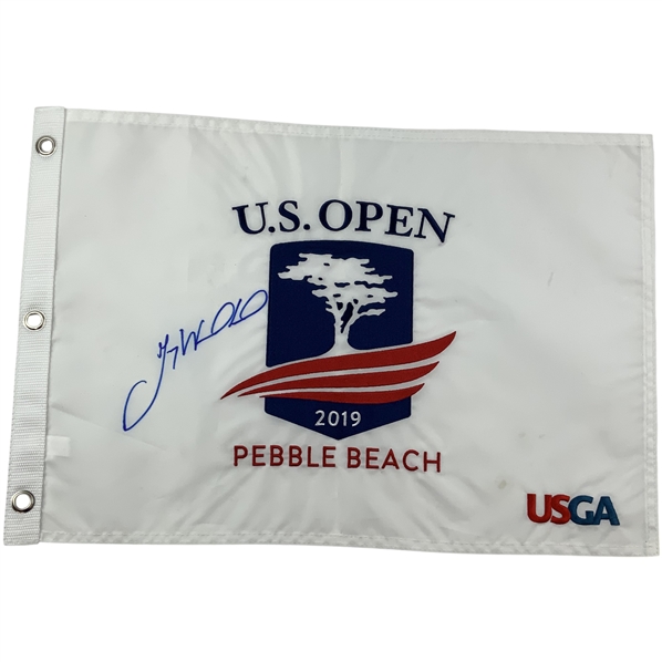Gary Woodland Signed 2019 U.S. Open Pebble at Beach Official Embroidered Pin Flag JSA ALOA