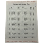 1959 Masters Tournament Pairings Sheet - Jack Nicklaus Masters Debut