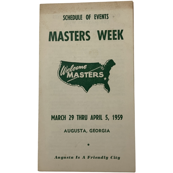 1959 Masters Week Schedule of Events Brochure - Jack Nicklaus Debut