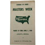 1959 Masters Week Schedule of Events Brochure - Jack Nicklaus Debut