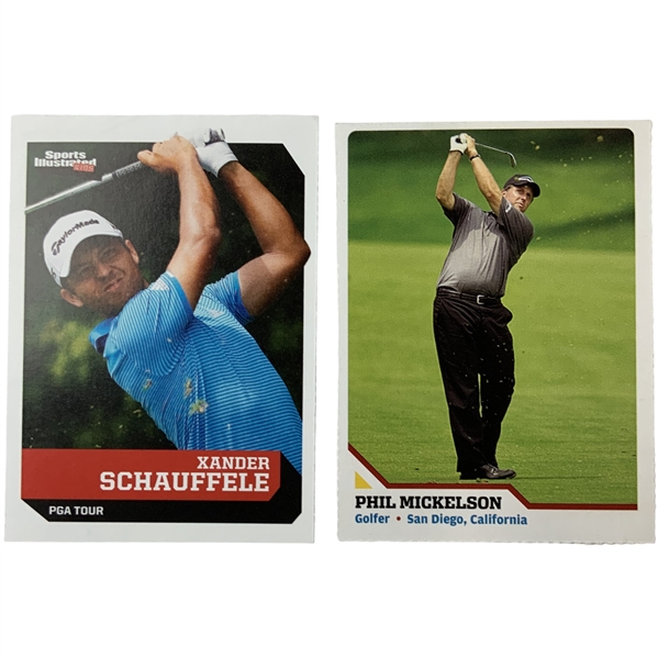 Two Sports Illustrated Kids Golf Trading Cards Including 2018 Xander Schauffele Rookie Card and 2008 Phil Mickelson