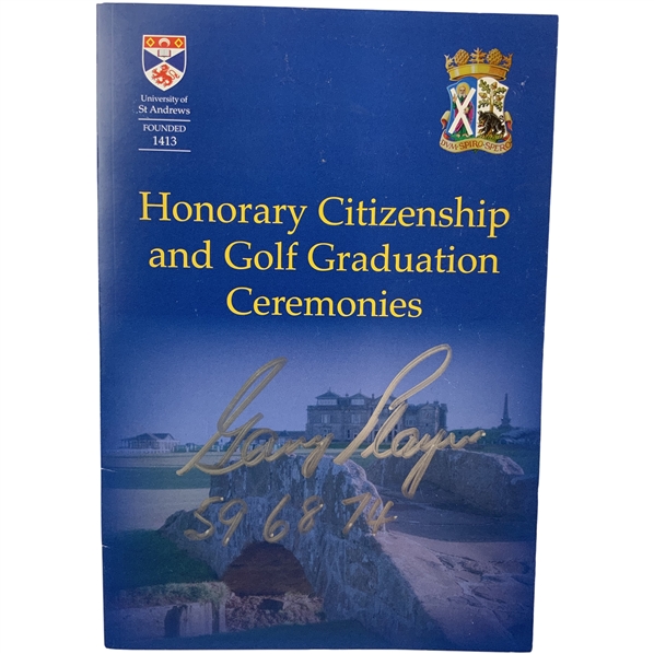 Gary Player Hand Signed 2022 University of St Andrews Honorary Citizenship and Golf Graduation Ceremony Program JSA ALOA