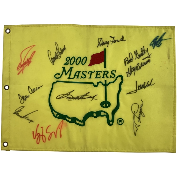 Snead, Palmer & 10 Champs Signed 2000 Masters Embroidered Flag JSA ALOA