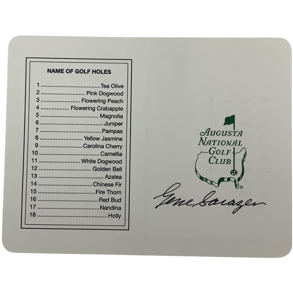 Gene Sarazen Signed Augusta National Golf Club Scorecard JSA ALOA