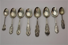 Eight (8) Various Vintage Golf Themed Sterling Silver Spoons
