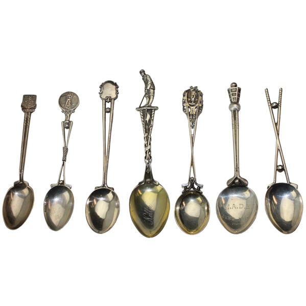 Seven (7) Various Vintage Golf Themed Sterling Silver Spoons