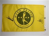Jack Nicklaus and Arnold Palmer Dual Signed Nissan Open Riviera Country Club Golf Pin Flag JSA ALOA
