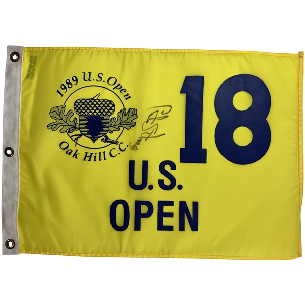 Curtis Strange Signed 1989 US Open at Oak Hill Embroidered Flag JSA ALOA