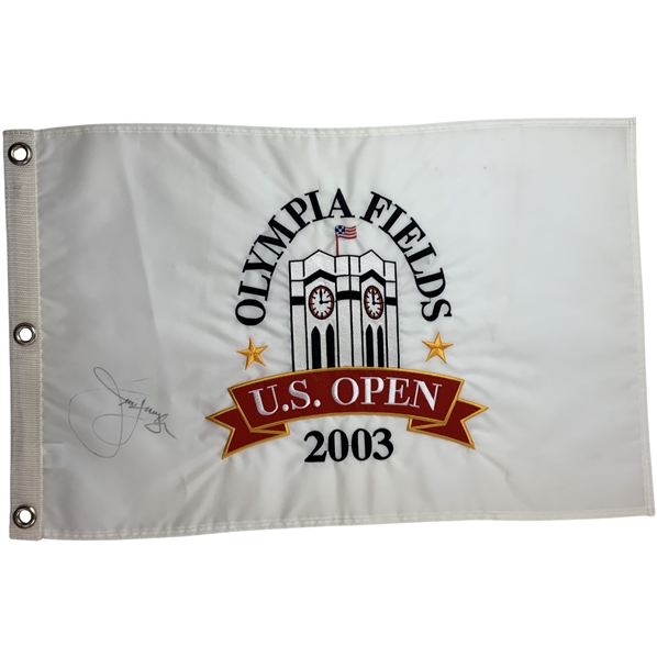 Jim Furyk Signed 2003 US Open at Olympia Fields Embroidered Flag JSA ALOA