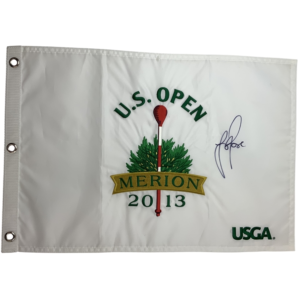Justin Rose Signed 2013 US Open at Merion Embroidered Flag JSA ALOA