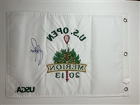 Justin Rose Signed 2013 US Open at Merion Embroidered Flag JSA ALOA