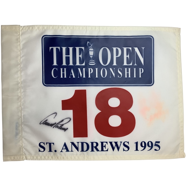 Arnold Palmer Signed 1995 OPEN Championship at St. Andrews White Flag - Final Open JSA ALOA
