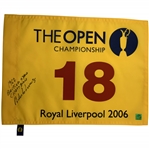Roberto de Vicenzo Signed 2006 OPEN at Royal Liverpool Yellow Flag with Year Won JSA ALOA
