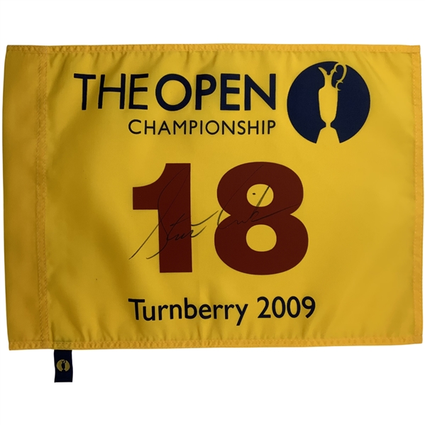 Stewart Cink Signed 2009 The Open at Turnberry Screen Flag JSA ALOA