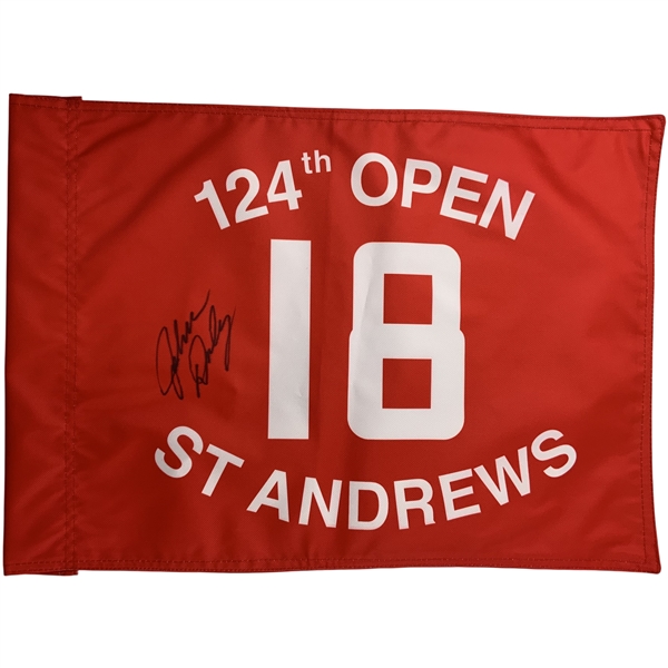 John Daly Signed 1995 Open Championship Red Screen Flag JSA ALOA