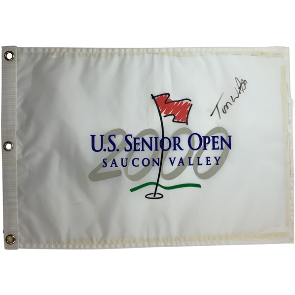 Tom Watson Signed 2000 U.S. Senior Open Saucon Valley Souvenir Golf Pin Flag JSA ALOA