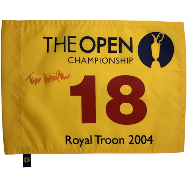 Todd Hamilton Signed 2004 The Open Championship at Royal Troon Flag JSA ALOA