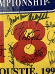 Big 3, Seve & Twenty-Eight (28) OPEN Champs Signed 1999 OPEN at Carnoustie Flag JSA ALOA