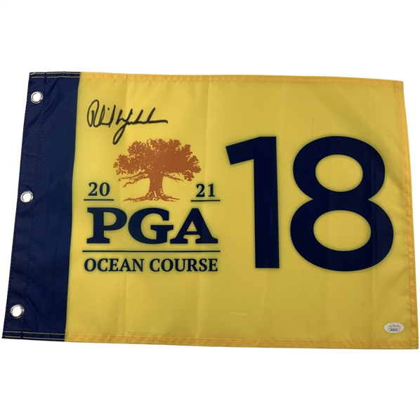 Phil Mickelson Signed 2021 PGA Championship at Kiawah Island Screen Flag JSA #XX49314