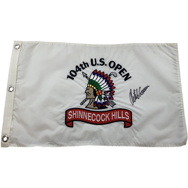 Retief Goosen Signed 2004 US Open Championship at Shinnecock Hills Embroidered Flag JSA ALOA