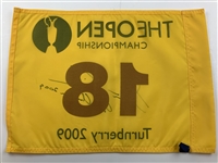 Stewart Cink Signed 2009 The Open at Turnberry Screen Flag JSA ALOA