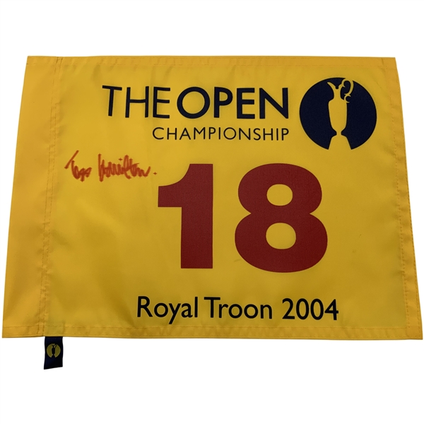 Todd Hamilton Signed 2004 The Open Championship at Royal Troon Flag JSA ALOA