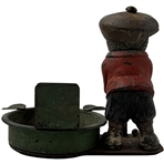 Vintage Cast Iron Dunlop Man Golfer Novelty Ashtray and Matchbox Holder