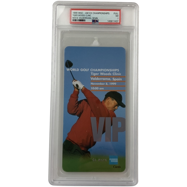 1999 WGC American Express Championships Tiger Woods Clinic VIP Credential Ticket PSA 7 