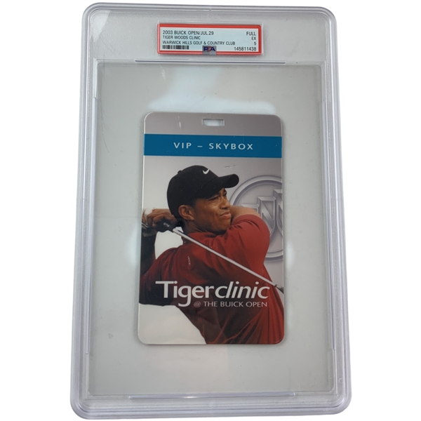 PSA 5 2003 Buick Open Tiger Woods Clinic VIP Skybox Credential
