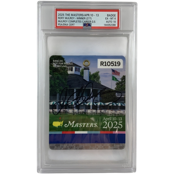 Rory McIlroy Signed 2025 Grand Slam Masters Tournament SERIES Badge #R10519 PSA DNA AUTO 10