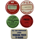 Collection of Five Vintage PGA Championship Press and Guest Badges 1961-1969