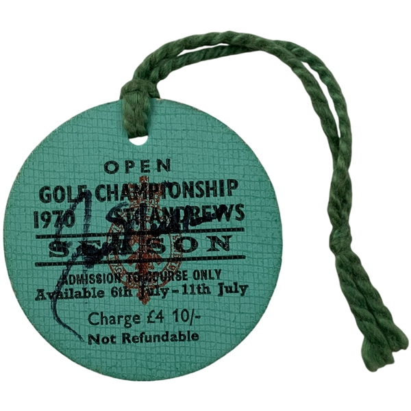 Jack Nicklaus Signed 1970 Open Championship at St. Andrews Season Week Ticket JSA ALOA