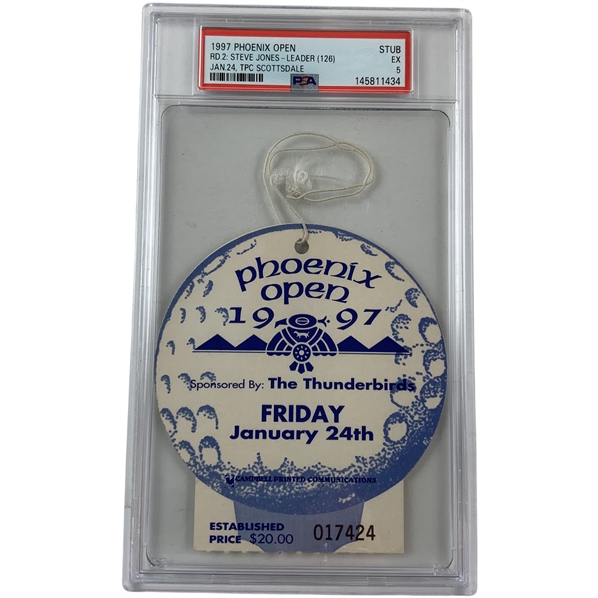 1997 Phoenix Open Friday Rd 2 Ticket - Tiger Woods Famous Hole-In-One Tournament PSA EX 5