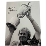 Jack Nicklaus Signed Photo Hoisting the 1980 United States Open Championship Trophy JSA ALOA