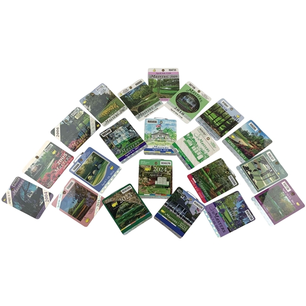 A Collection of Twenty-One Masters Tournament SERIES Badges 2004-2025