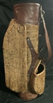 Vintage Woven Wicker and Leather Golf Bag