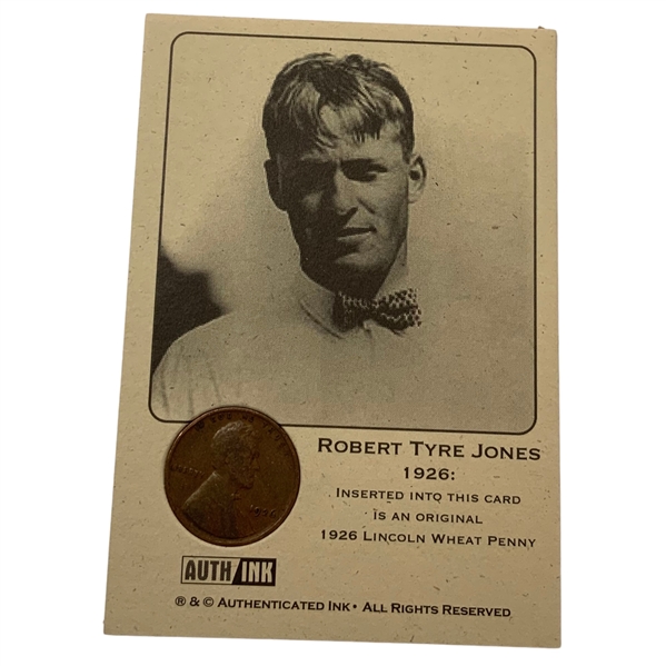 Bobby Jones 1926 Lincoln Wheat Penny Card