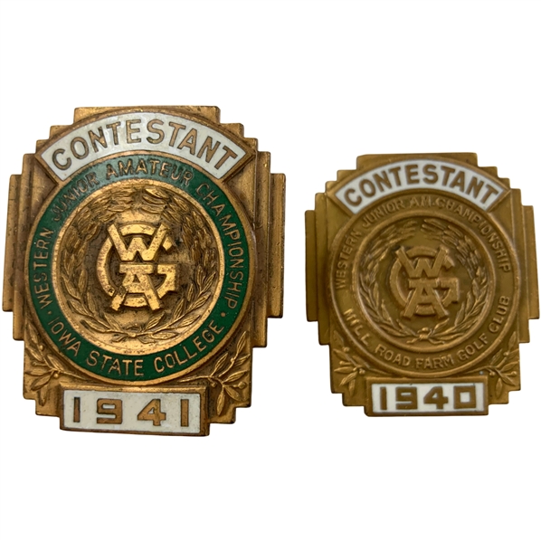 Pair of Consecutive Year Western Golf Association Junior Amateur Contestant Badges from 1940 and 1941 
