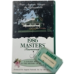 Two 1986 Masters Tournament Commemorative Items Including VHS and Scorer Badge